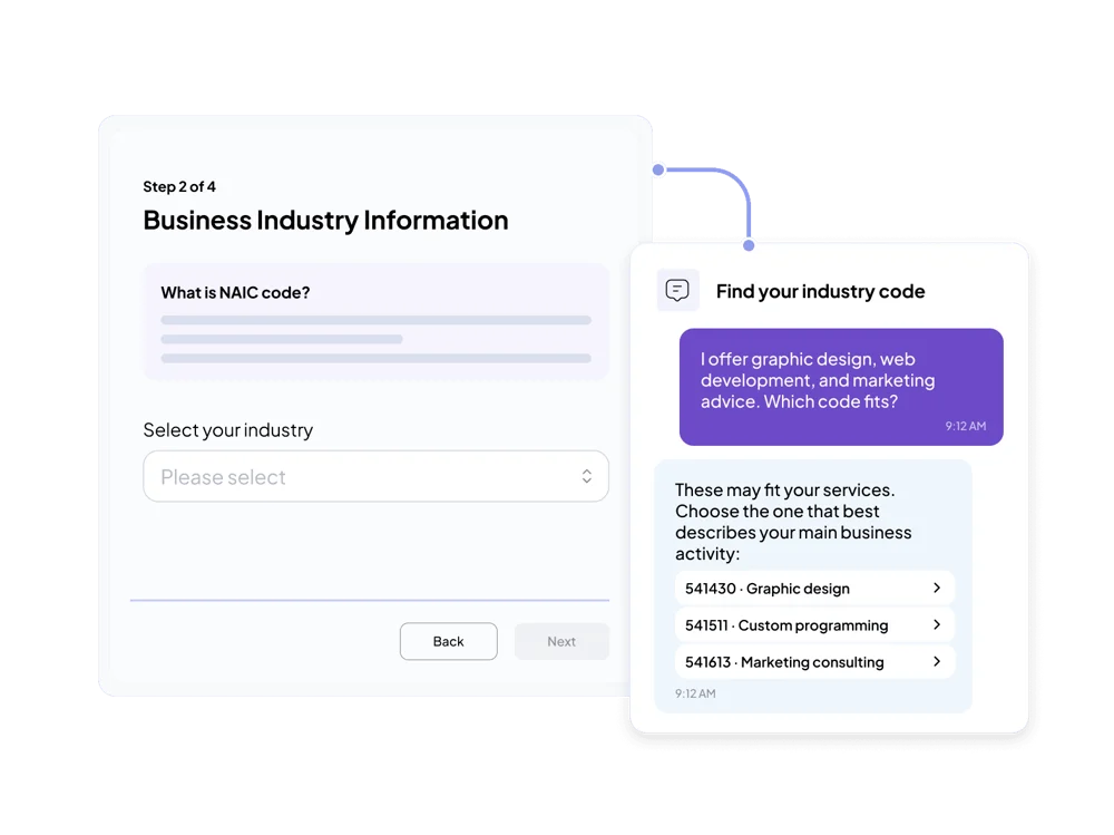 Astra suggesting an industry code inside the formation flow