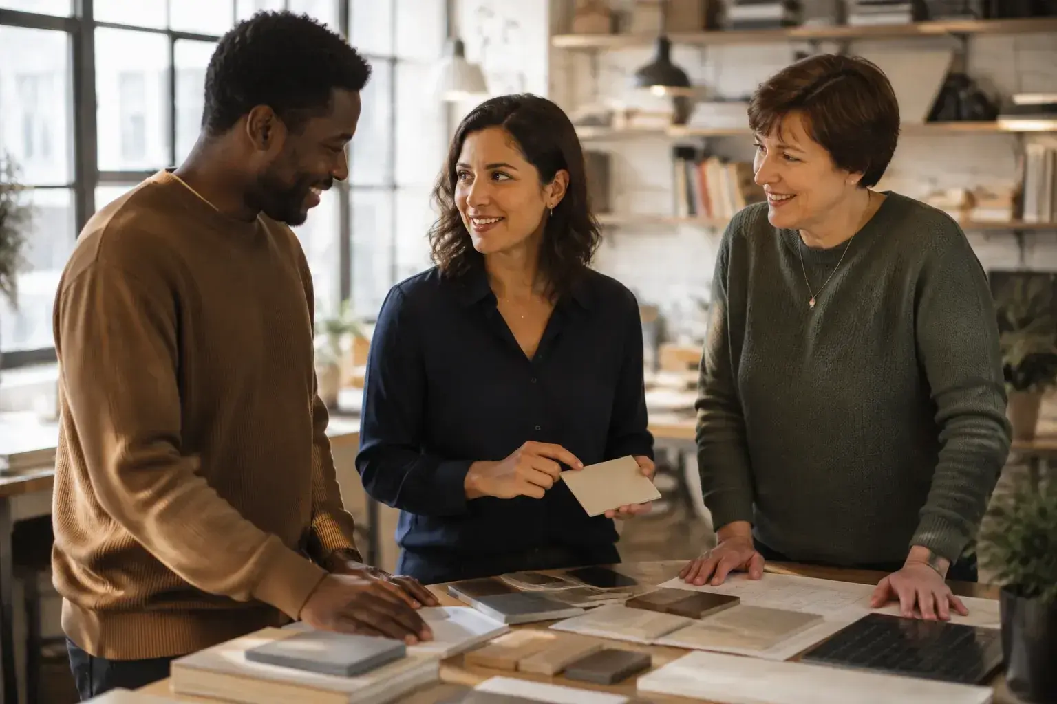 Small business team collaborating in a studio