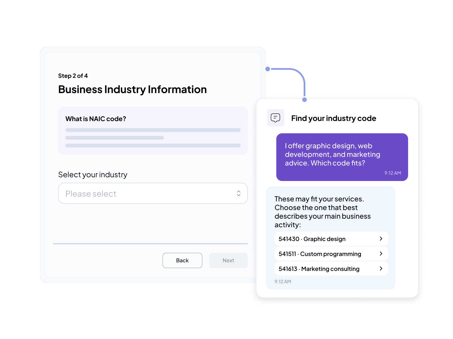 Astra suggesting an industry code inside the formation flow