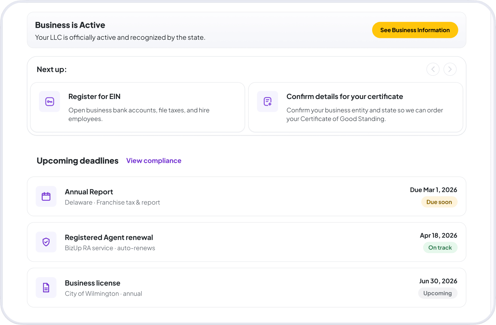 Compliance tracking